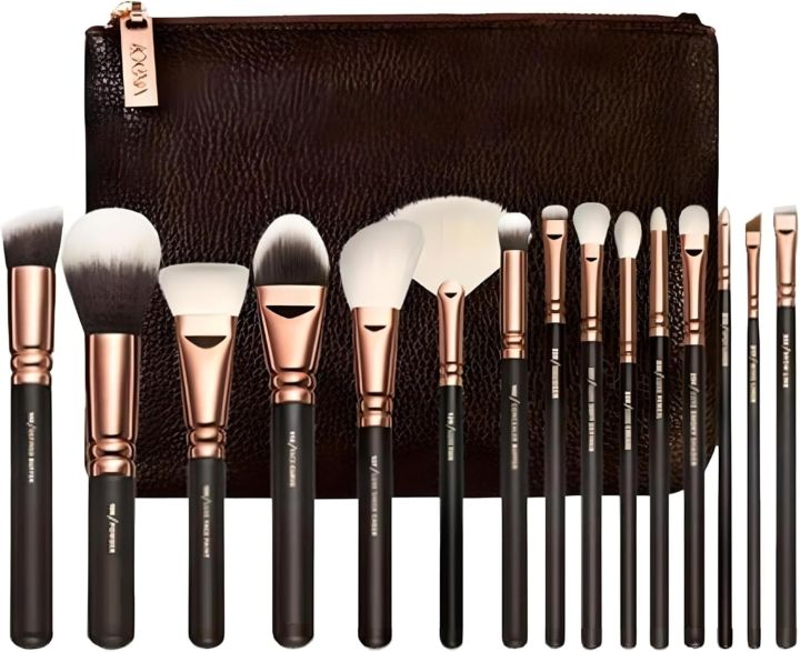 ZOEVA Professional Complete Makeup Brush Set with Pouch - Includes 15 Face and Eye Makeup Brushes Kit