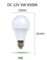 LED Bulb DC 12V 3W 6500K YOYOLUO Brand Ultra Bright 12v3w DC E27 For Makeup Vanity Mirror , Solar , Outdoor , Car , battery. 