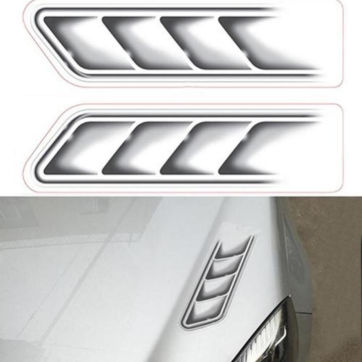 2Pcs/Set 3D Car Stickers Side Fake Vents Front Cover Decorative Decals
