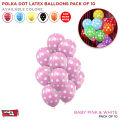 10 Pcs Polka Dot Latex 12 inch Round Balloons Multi Colors Helium Ballons For Birthday Party, Weddings, Anniversary, Bridal Shower, Baby Shower, Graduation Parties, Independence Celebrations, Farewell, Party Decor Available in Pack 10 Pcs. 