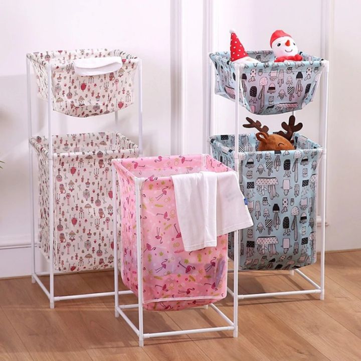 Fabric Folding Hamper Portable Dirty Cloth Storage Basket Bathroom