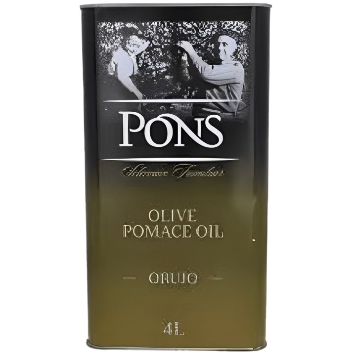 Pons Olive Pomace Oil Olive Oil Organic 4liter 4000ml  Food Grade Natural Olive Oil for Cooking Pizza Black Small Treatment Oil Tin Importe 100% Pure