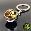 Pokémon Pikachu Cartoon Glow Keychain Anime Figures Mewtwo Eevee Arceus Lucario Action Figure Glass Ball Pendant Metal Keychains. 