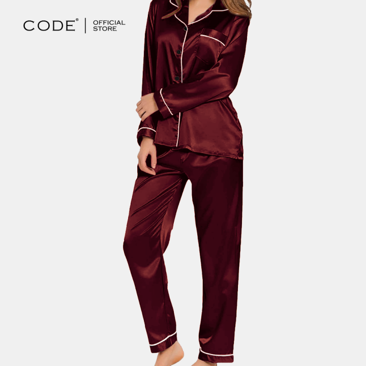 Code%20Plain%20Silk%20Night%20Suit%20For%20Women%20Silk%20Night%20Dress%20For%20Girls%20Silk%20Sleepwear%20For%20Women%20Silk%20Night%20Wear%20For%20Women%20Pjs%20For%20Women%20-%20Image%203