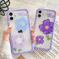 Fashion Cute Purple Flowers Clear Phone Case For iPhone 13 Pro MAX 12 11 X XS XR 7 8 Plus SE Transparent Soft Shockproof Cover. 
