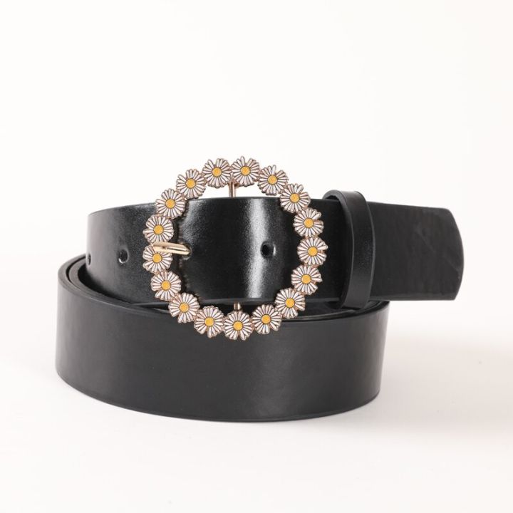 Flower High Quality Luxury Designer Leather Red White Brown Belt For Pants Skirt Coats Jeans Fashion Waist Straps Women