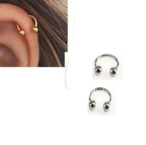 2 Pieces 8MM Cartilage Helix Stud Tragus Ear Piercing Plug Horseshoe Earring For Girls