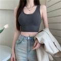 Small Design Camisole Women's Summer Hot Girl Inner Wear Cross Back Shaping Padded Outer Wear Sleeveless Top Fashion. 