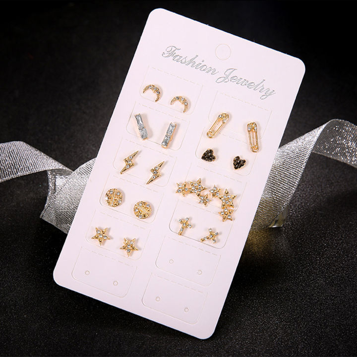 LI%209%20Pairs%20Women%20Ear%20Studs%20Lady%20Fashion%20Earrings%20Set%20Artificial%20Diamond%20Inlaid%20Star%20Moon%20Round%20Love%20Shape%20-%20Image%207