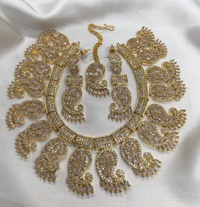 Indian American Diamond One Carat Necklace Set – Timeless Elegance for ...