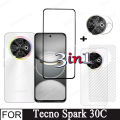 Tecno Spark 30C Tempered Glass Screen Protector For Tecno Spark 20C GO 1 2024 2025 3 in 1 Full Coverage Glass Film + Camera Lens Glass Protector. 
