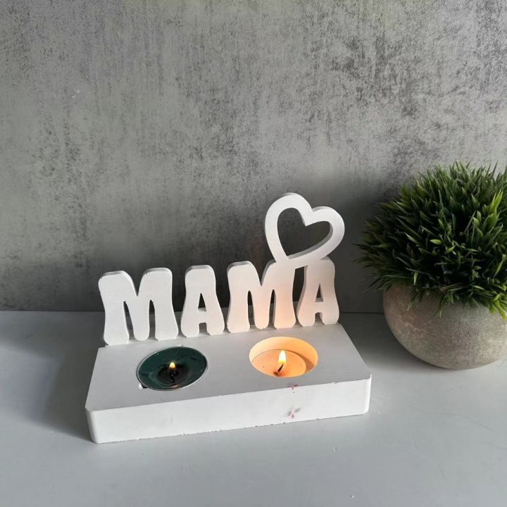 MAMA Ornament Silicone Mold Mother's Day Plug-in Candle Holder Aroma Plaster Mould Molds for Concrete