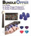 Guitar Fretboard Stickers with guitar finger protectors and simple picks. 