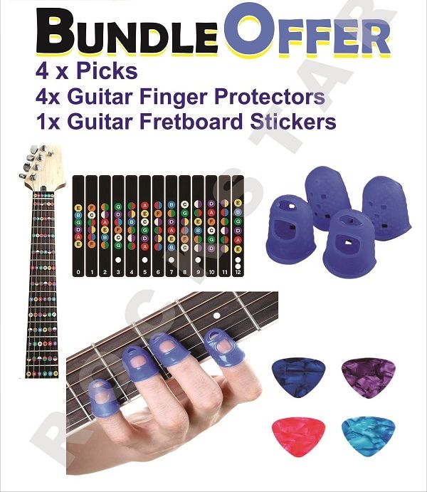 Guitar Fretboard Stickers with guitar finger protectors and simple picks