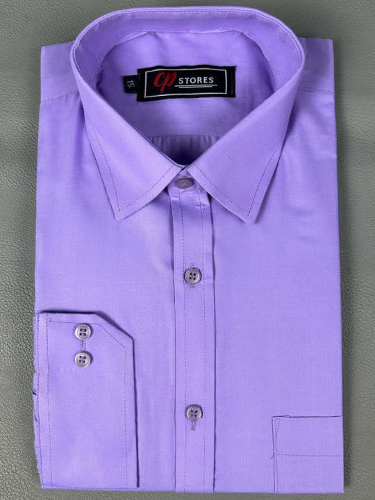AZ Men's Formal Dress Shirt Plain Purple
