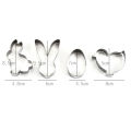 4pcs/set Stainless Steel Easter Cookie Cutter Biscuits Easter Egg Rabbit Cookie Stamps Bakeware Fondant Cutter Mold For Baking. 