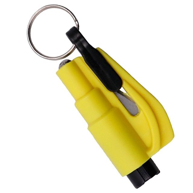 【Footprint】 Portable Car Safety Hammer Spring Type Escape Hammer Window Breaker Punch Seat Belt Cutter Hammer Key Chain