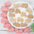 8Pcs/set Vehicle Engineering Car 3D Cartoon Cookie Mold Biscuit Cutter Stamps DIY Fondant Plunger Cake Tools Kitchen Baking Pastry Bakeware Baking Tool. 