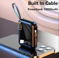 Cherry Tech Mini Power Bank (ATM card Size 10,000MAh) 22.5W fast Charging Built in Cable supermestic  Power Bank. 