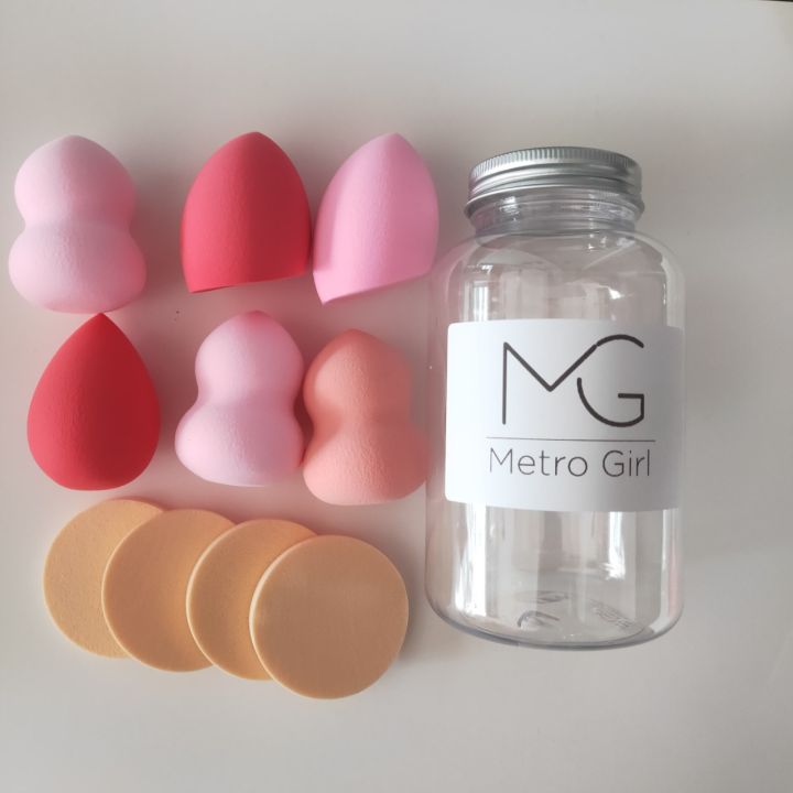 Makeup%20Blender%20Sponges%20Set%208PCs%20and%2010%20PCs%20with%20Jar,%20Foundation%20Blending%20Sponge,%20Cosmetics%20Puff,%2010%20Pcs%20Multiple%20Shapes%20and%20Colour%20with%20jar.%20-%20Image%204