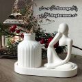 3pc set of Thinker statue, Trinket tray and mini bud vase Set for Home Office Decor Mini Sculptures for Living Room, Bookshelf, Desktop Decoration, Thinker Ornament, Aesthetic home decor  - Rashid Gift Center. 