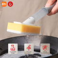 xiaomi yijie Replaceable Cleaning Brush With Refill Liquid Handle Scouring Pad Sponge Brush Dispenser Dish Scrubber Home Tool. 