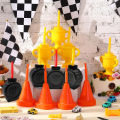 Race Car Cups with Straws Plastic Traffic Cone Cups Tire Cups with Straws for Yellow Trophy Cups Construction Party Supplies fo. 