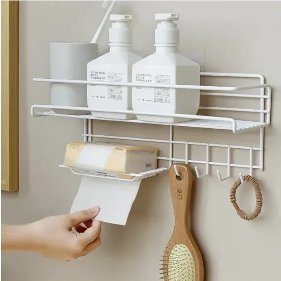 Bathroom%20Storage%20Shelf%20With%20hooks%20and%20Soap%20Dish%20Easy%20Mount%20Shower%20Shampoo%20Rack%20Holder%20washroom%20Basket%20No%20Drilling,%20Design%20for%20Bathroom%20Bedroom%20Living%20Room%20and%20Kitchen%20Organizer%20shelf%20-%20Image%203