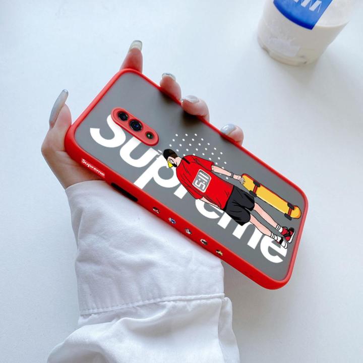 dienya For OPPO Reno Z Case Side Square Edge New Design Phone Cases Pattern Silicone Casing Fashion Tide Skate Boy Full Cover Camera Frosted Transparent Hard Protection Shockproof Softcase
