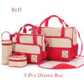 5Pcs Baby Diaper Bag Portable Multi Functional Waterproof Red / Diaper Baby Bag Set 5 Pcs. 