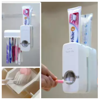 White%20Automatic%20Toothpaste%20Dispenser%20set%20with%20Wall%20Mounted%20Toothbrush%20Holder%20and%20Toothpaste%20Squeezer%20-%20Image%202