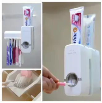 White%20Automatic%20Toothpaste%20Dispenser%20set%20with%20Wall%20Mounted%20Toothbrush%20Holder%20and%20Toothpaste%20Squeezer%20-%20Image%202
