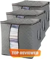 pack of 3 Large Capacity Storage Bags Clothes Blankets Closet Organizer Moving Tote Bag Zipper Durable Handbag Luggage. 