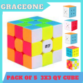 Rubik Cube,  Pack of 5 Rubik Cube 3x 3QiYi, Original Rubik Cube 3x3 Sticker less, Fast Speedy Magic Rubik Cube, Scramble Cube. 