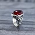 RED Stainless Steel Turkish Silver Fashion Stone Ring For Men. 