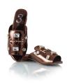 Bronze Faux Leather Slippers For Women. 