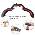 Stainless Steel Manual Opener 6 in 1 lid jar opener, screw cap jar bottle opener, manual non slip, 6-in-1 multifunctional bottle opener. 