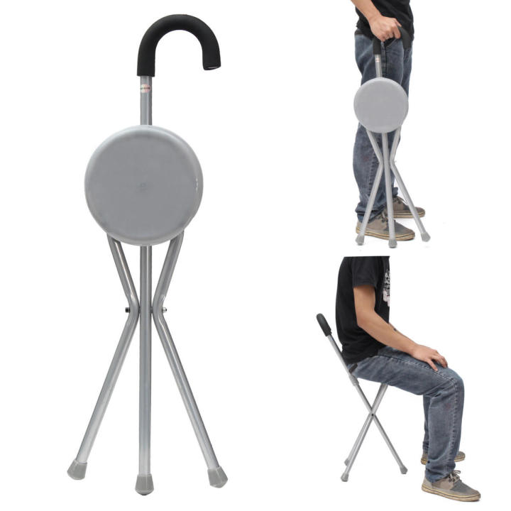 Folding Walking Stick With Seat Tripod Travel Cane Hiking Chair/Namaz Chair Eunoia