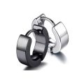 1 Pair (2 Pcs) Silver Stainless Steel Earrings Set - Unisex Hoop Earrings for Men and Women, Round Steel Studs, Metal Ear Clips, Punk Stylish Ear Tops, Piercing Earrings for Pierced Ears. 