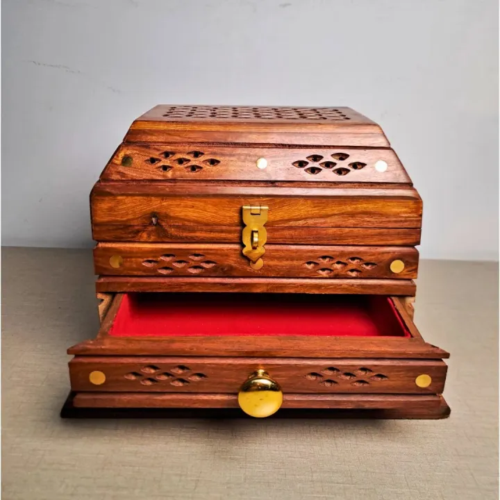 Hand-Carved%20Shesham%20Wood%20Jewelry%20Box%20with%20Drawer%20-%209x12%20Inches%20-%20Image%202