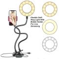 Flexible Selfie Ring Light with Phone Holder for Live Stream- Portable Clip Holder With 3 Shades Ring Light. 