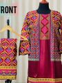 Trendy 3D Summer Arabic Lenin 2 Piece Stitched Suit for Women and Girls. 