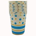 BLUE GOLDEN DOT PAPER CUPS - PACK OF 10 PAPER CUPS - BLUE GOLDEN THEME PAPER CUPS. 