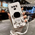 Maitus for Samsung Galaxy Note 9 Back Cover with Cute Astronaut Folding Stand + Lanyard Luxury 6D Plating Full Camera Lens Protection Square Bumper Soft Silicone Mobile Phone Case. 