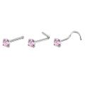 1 Pc Color Crystal Nose Studs Stainless Steel Nose Piercing Round Cz Crystal Nose Ring 3mm L Shape Nostril Piercing Jewelry. 