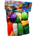 Realistic Sliceable Fruit and Vegetables Cutting Play Toy Set with Velcro. 