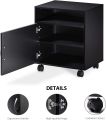 Printer Cabinet with Adjustable Storage Shelves Printer Stands on Wheels, Light Wood Rolling Work Cart with Door for Home Office. 