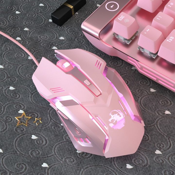 Pink Gaming Mouse Wired Mice Mechanical led light backlight Mause USB For Girls Women PC Laptop desktop Computer FPS Gamer