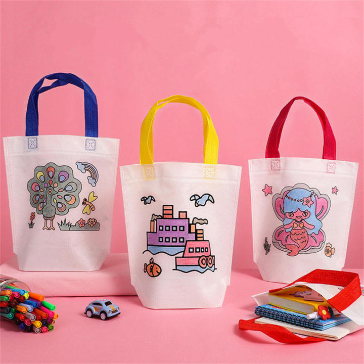 New Handbag For Kid Reuable Handbag DIY Graffiti Bag Kid' Eco-friendly Bag Art Party Goodie Bag