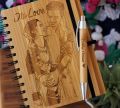 Customized Wooden Dairy with Pen (Engave your image, Name or Text). 